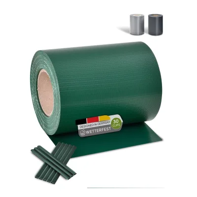 Juskys PVC Sichtschutzstreifen Doppelstabmatten Zaun - 35m x 19 cm grün Zaunfolie Sichtschutz