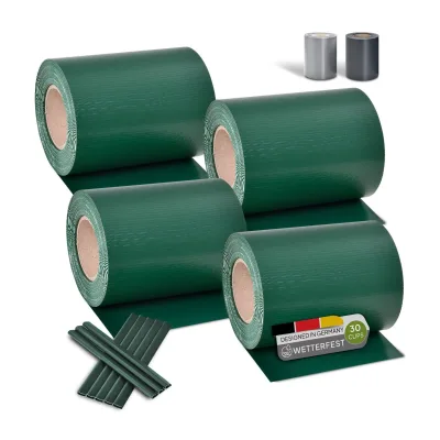 Juskys PVC Sichtschutzstreifen Doppelstabmatten Zaun 4er Set á 35m x 19cm - Zaunfolie – grün