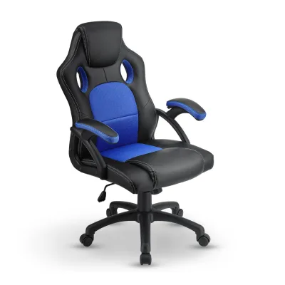 Juskys Racing Schreibtischstuhl Montreal ergonomisch Bürostuhl PC Gaming Stuhl – blau