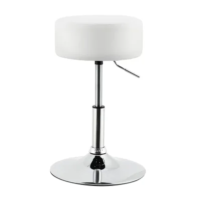 Juskys Schminktisch Hocker Tonia rund Ø 33 cm, höhenverstellbar 49 - 64 cm, Kunstlederüberzug Weiß