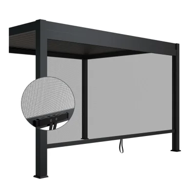 Juskys Seitenwand für Lamellendach Tahiti - Rollo 4 m - Aluminium & Stoff - Zubehör Anthrazit