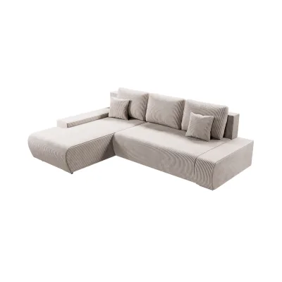 Juskys Sofa Iseo Links mit Schlaffunktion - Stoff Couch L Form für Wohnzimmer - Beige