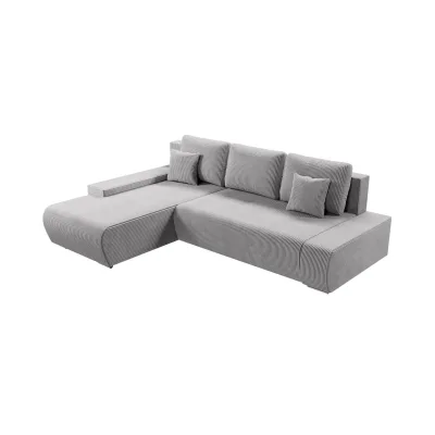 Juskys Sofa Iseo Links mit Schlaffunktion - Stoff Couch L Form für Wohnzimmer - Hellgrau