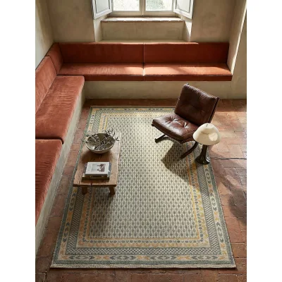 Jute-Teppich Bordüre Grün-Gelb 120 x 170 cm - CAM   Kadima Design