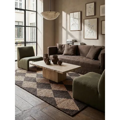 Jute-Teppich Rauten Braun 160 x 230 cm - BAIN   Kadima Design
