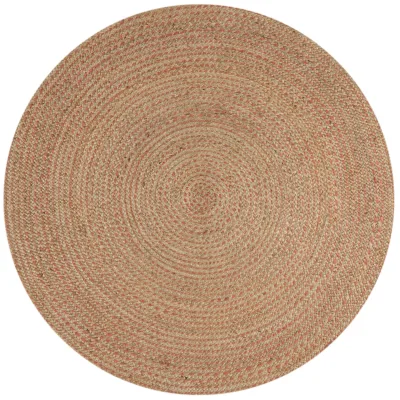 Jute-Teppich uni Braun-Rosa Ø180 cm - EDEN   Kadima Design