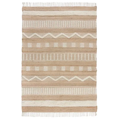 Jute-Teppich Wollmischung Braun-Beige 120 x 170 cm - WHARFE   Kadima