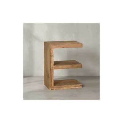 KADIMA DESIGN Beistelltisch "E" Cube NAKO: Akazienholz, E-Konstruktion, 45x30 cm, 60 cm Höhe, handgefertigt.