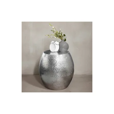 KADIMA DESIGN Beistelltisch ENNS: Orientalisch, Hammerschlag-Struktur, Aluminium, 42x42x42 cm