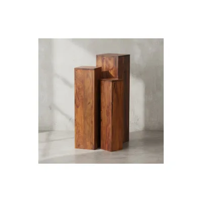 KADIMA DESIGN Beistelltisch-Sets Massivholz: 3-teilig, einzigartige Maserung, ineinanderschiebbar