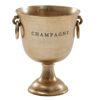 KADIMA DESIGN Champagnerkühler ALBEGNA: Modernes Design, Aluminium, 2 Flaschen, goldfarben, Ringgriffe.