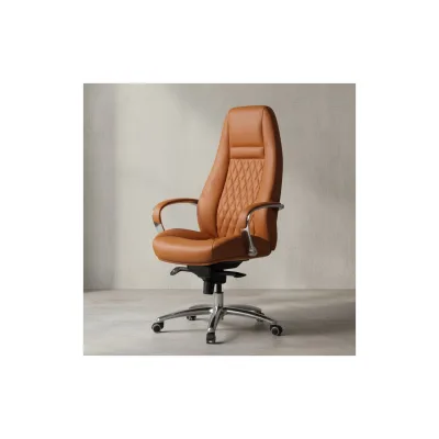 KADIMA DESIGN Chefsessel MADRID Echtleder, ergonomisch, Aluminium-Fußkreuz, bis 120 kg, 8 Stunden Sitzdauer