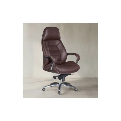 KADIMA DESIGN Chefsessel MIRON aus Leder, Multiblockwippmechanik, bis 120 kg, in Braun