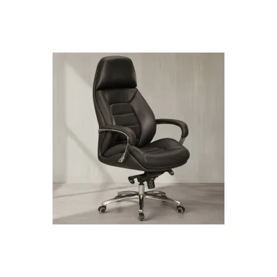 KADIMA DESIGN Chefsessel MIRON aus Leder, Multiblockwippmechanik, bis 120 kg, in Schwarz