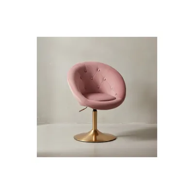 KADIMA DESIGN Chesterfield-Loungesessel ADDA: 360° Drehfunktion, Samtbezug, Trompetenfuß, 67x80-100x62 cm, Rosa.