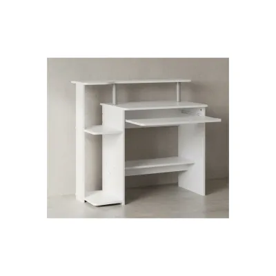 KADIMA DESIGN Computertisch: Zeitloses Design, Stauraum, Tastaturauszug, Spanplatte, Weiß.