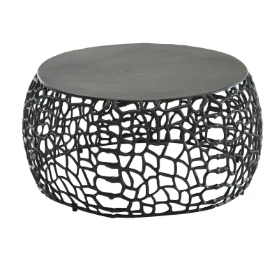 KADIMA DESIGN Couchtisch ASTLUX: Aststruktur, lackiertes Aluminium, handgefertigt, Anti-Rutsch-Noppen, Ablagefläche.