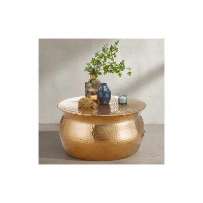 KADIMA DESIGN Couchtisch ENNS: Orientalisch, Hammerschlagstrukturen, Aluminium, handgefertigt