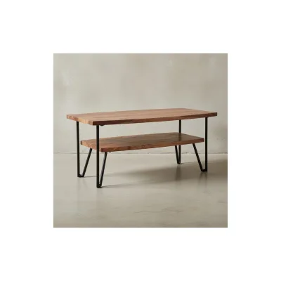 KADIMA DESIGN Couchtisch im Industrial-Style aus Sheesham Massivholz und Metall, 90x50x40 cm – KADIMA DESIGN