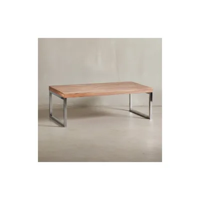 KADIMA DESIGN Couchtisch ISEN: Massivholz, Chromfüße, 120x40x60 cm, handgefertigt, Akazie.