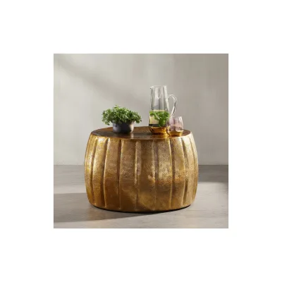 KADIMA DESIGN Couchtisch LIMENTRA: Orientalisch, Aluminium, Strukturen, Gold