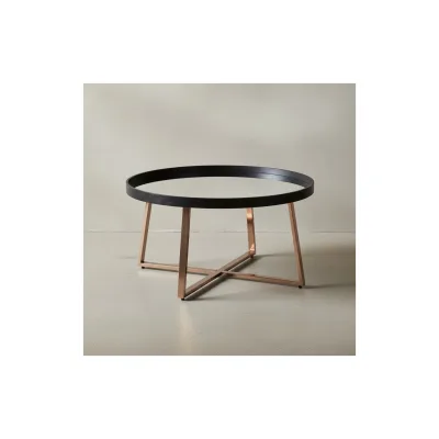 KADIMA DESIGN Couchtisch Rund Gold, Metall und Glas, eleganter Wohnzimmertisch, 78x42,5 cm.
