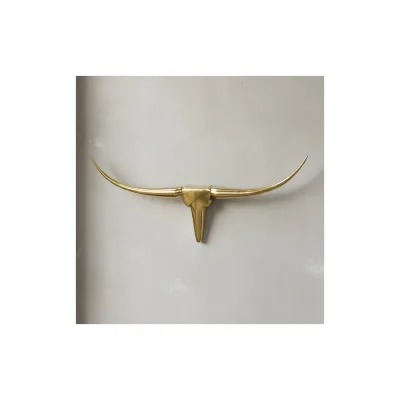 KADIMA DESIGN Deko Geweih Bull "L", Aluminium, 125x60x10 cm, Gold - Exklusive Wanddekoration