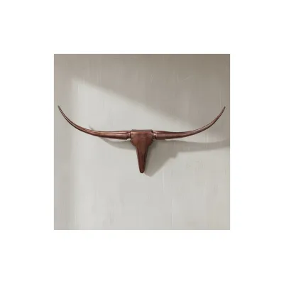 KADIMA DESIGN Dekoratives Bull Geweih M, Aluminium, 100x40 cm, für einzigartiges Jagdambiente, hochwertige Verarbeitung, abstraktes Design
