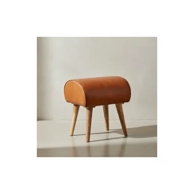 KADIMA DESIGN Echtleder Sitzhocker aus Massivholz, Braun, 45x53x40 cm, 120 kg Belastbarkeit.