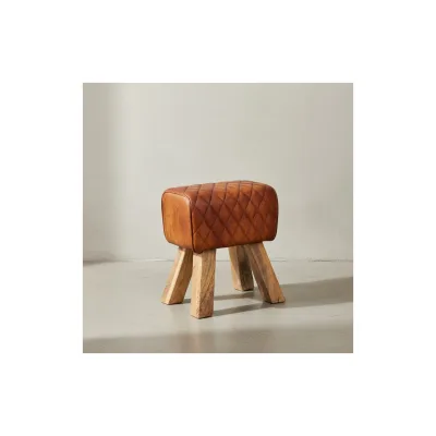 KADIMA DESIGN Exklusiver Sitzhocker aus Echtleder mit Rautenmuster, Stilvolles und strapazierfähiges Möbelstück