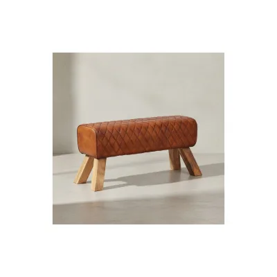 KADIMA DESIGN Extravagante Echtleder-Sitzbank mit massivem Mango Holz, Moderner und stilvoller Blickfang