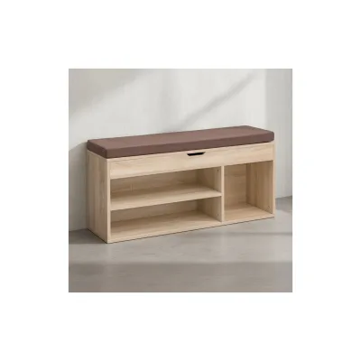 KADIMA DESIGN Garderobenbank mit Stauraum: Sitzkomfort, Funktionalität, Braun Stoffbezug, Viel Stauraum, Melaminharzbeschichtung