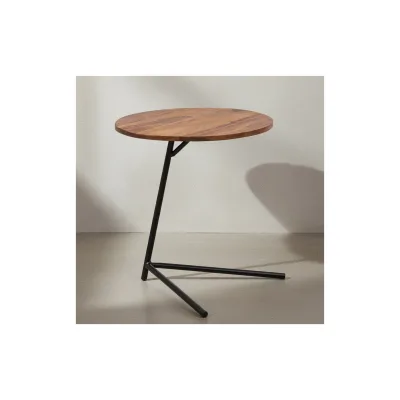 KADIMA DESIGN Industrial Beistelltisch Sheeshamholz und Metall, Große Tischplatte, Trendiger Look.