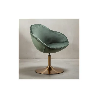 KADIMA DESIGN Loungesessel: Bequem, Drehfunktion, grün-gold, Trompetenfuß, 360° drehbar, Samtbezug, Polyester.
