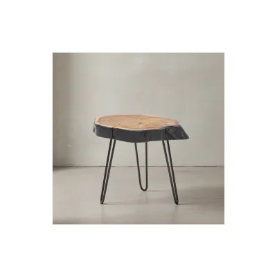 KADIMA DESIGN Massivholz Beistelltisch, Industrial-Stil, Handgefertigt, Baumkante Design