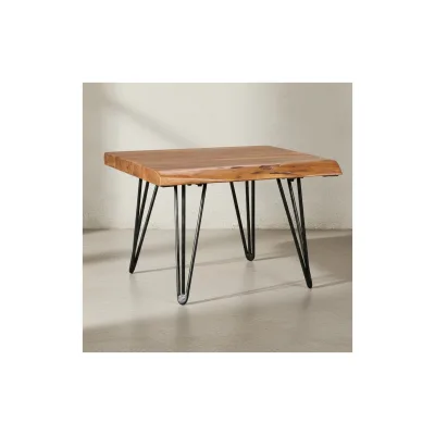 KADIMA DESIGN Massivholz Couchtisch mit Baumkante, Sheesham, Haarnadelbeine - Stilvoll & Naturverbunden
