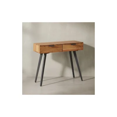 KADIMA DESIGN Massivholz Konsolentisch mit Metallbeinen, Stilvolles Unikat für Zuhause