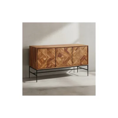 KADIMA DESIGN Massivholz Sideboard Sheesham, 123x70x45 cm, Industrial-Design, Stauraum