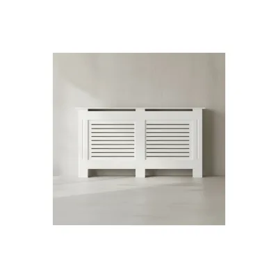 KADIMA DESIGN Moderne Heizkörperabdeckung mit Lamellenmuster, Elegante Lösung zur Verbesserung der Raumgestaltung, Weiß
