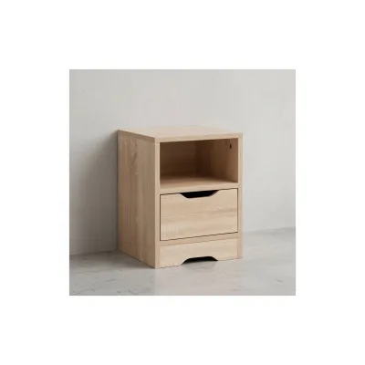KADIMA DESIGN Moderne Nachtkonsole ILM: 31x43x31 cm, geräumige Schublade, Regalfach, Melaminharzbeschichtung, kratzfest, wasserabweisend, Spanplatte.