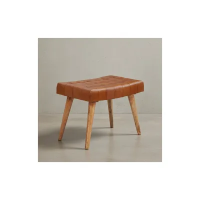 KADIMA DESIGN Moderner Chesterfield-Lederhocker, Echtleder und Naturholz, 120 kg Belastbarkeit.