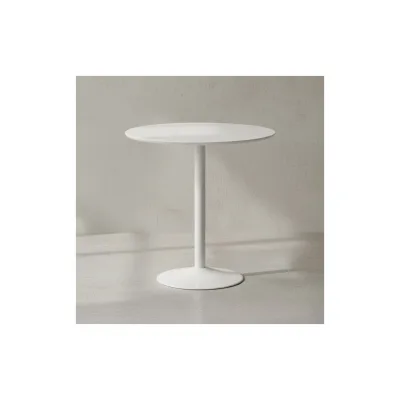 KADIMA DESIGN Moderner Hochglanz Esstisch für 2 Personen, Trompetenförmiges Standbein, Weiß, 75x75x74 cm