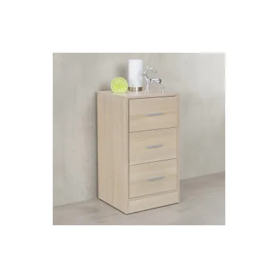 KADIMA DESIGN Moderner Nachtschrank: Holz, 3 Schubladen, in Sonoma, melaminharzbeschichtet