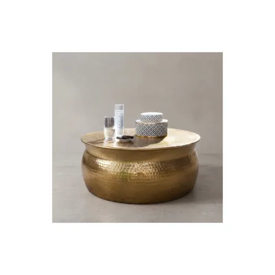 KADIMA DESIGN Orient Couchtisch: Handgefertigt, Hammerschlag-Aluminium, großzügige Ablagefläche