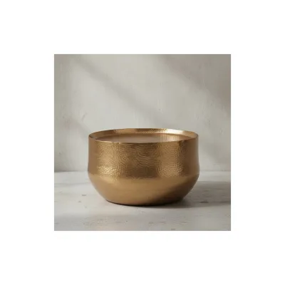 KADIMA DESIGN Orientalischer Couchtisch ANIENE: Hammerschlag-Struktur, Aluminium, hohl, 40 kg Belastung, goldfarben lackiert.