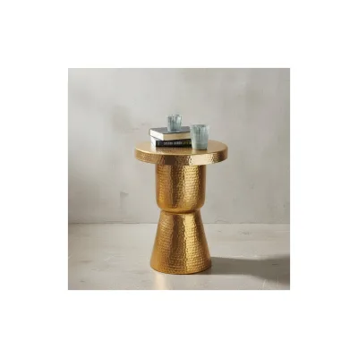 KADIMA DESIGN Orientalischer Dekotisch ENNS: Aluminium, Hammerschlag-Strukturen, 43x59x43 cm