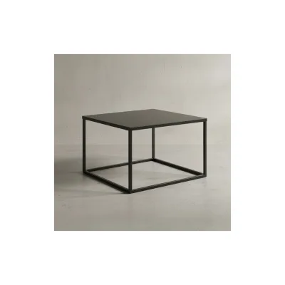 KADIMA DESIGN Quadratischer Couchtisch: Marmor-Optik, Metallgestell, Industrial-Stil, pflegeleicht, Schwarz.