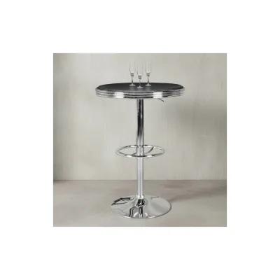 KADIMA DESIGN Retro-Bartisch, Verstellbare Höhe, Aluminium-Look, Kunstleder - Trendig & Stabil