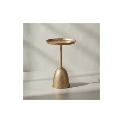 KADIMA DESIGN Runder Beistelltisch in Mattgold, lackiertes Aluminium, 33x33x53 cm