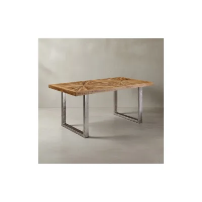 KADIMA DESIGN Rustikaler Mangoholz Esszimmertisch, 200 x 100 cm, Metallbeine, stabil, pflegeleicht.
